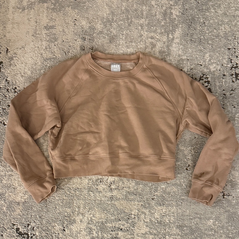 Aritzia TNA Cropped Sweatshirt In Camel/Tan Size L